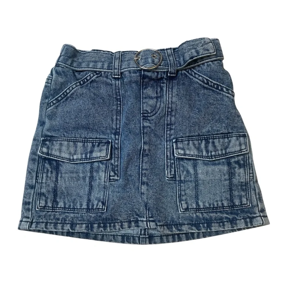 Justice Denim Blue Jean Cargo Pockets Skirt with attached Shorts Girl’s Size 8